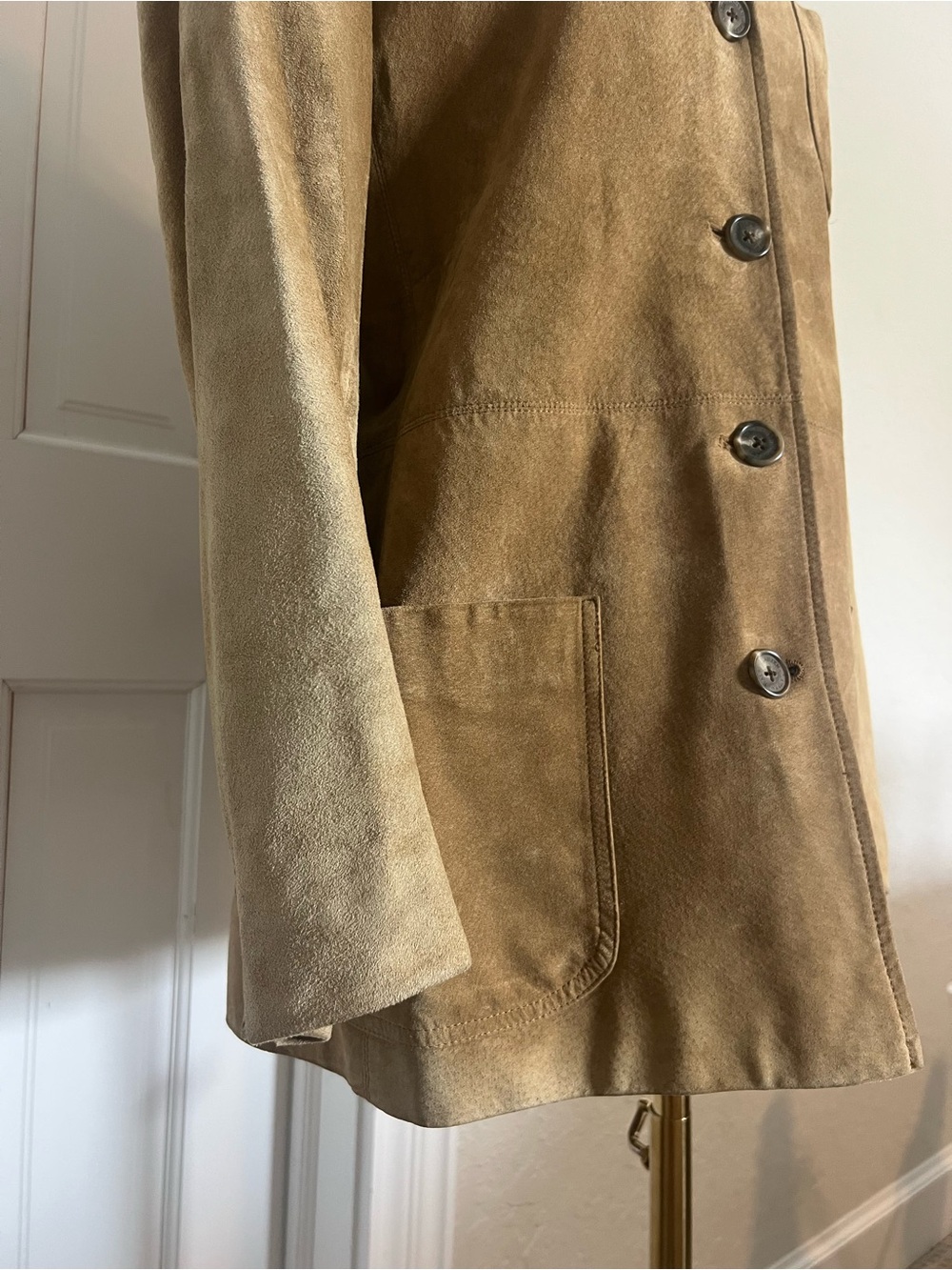 Women’s Lauren Ralph Lauren Suede Leather Blazer Jacket Tan Size Medium Western - Picture 3 of 12